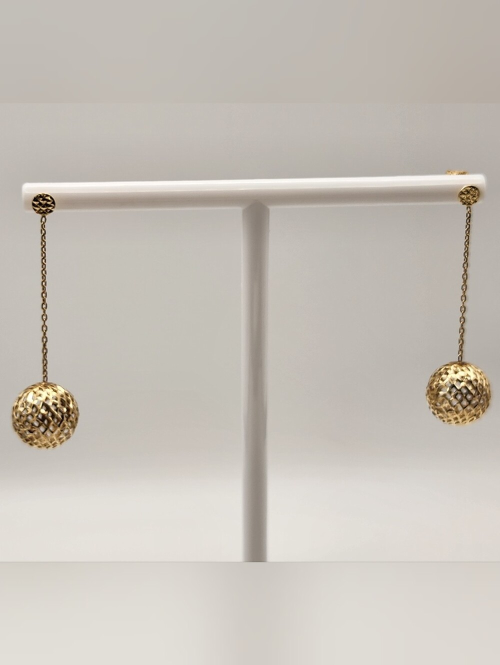 Vintage Michael Anthony 14K Italian Gold Filigree Sphere Dangle Earrings 2.1g
